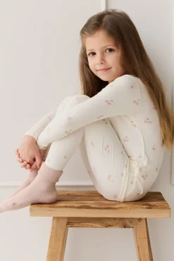 Bamboo Ari Long Sleeve Pyjama Set - Cherry Love Parchment
