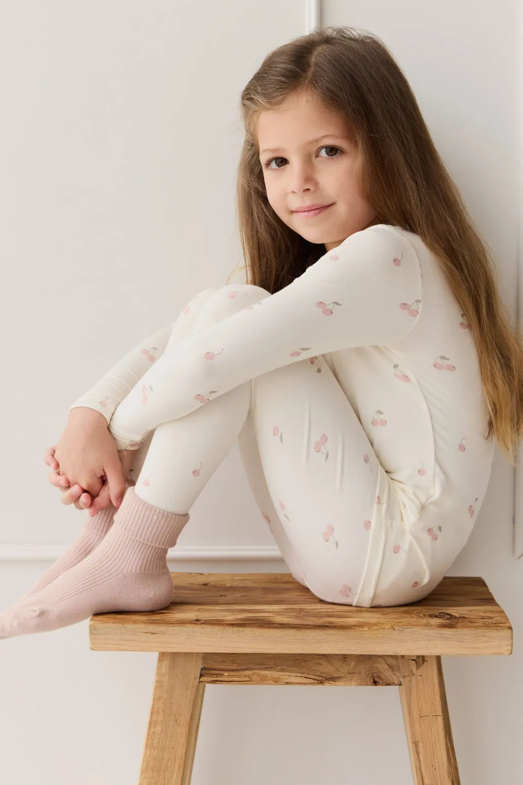 Bamboo Ari Long Sleeve Pyjama Set - Cherry Love Parchment