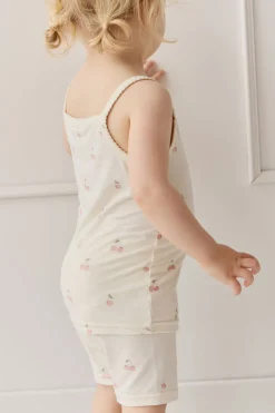 Bamboo Ari Singlet Pyjama Set - Cherry Love Parchment