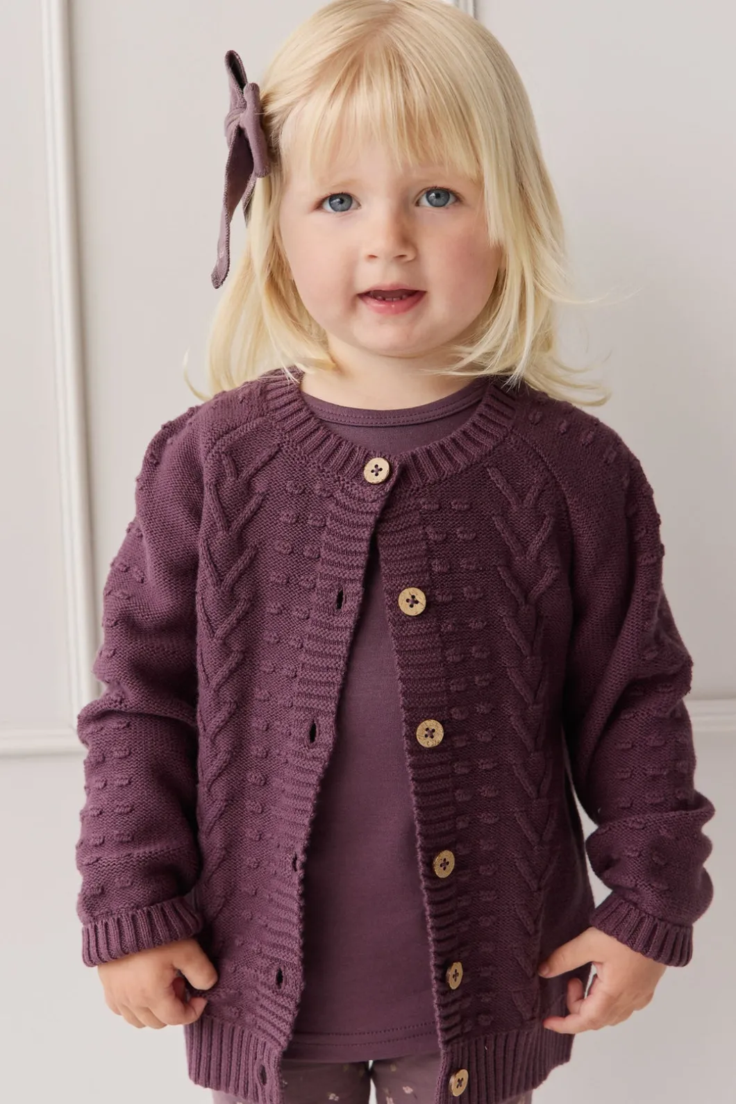 Cable Knit Cardigan - Blackberry