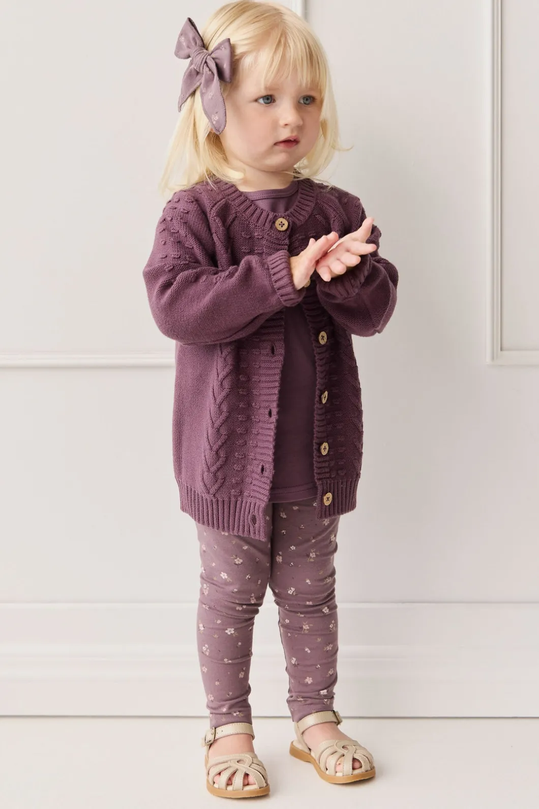Cable Knit Cardigan - Blackberry