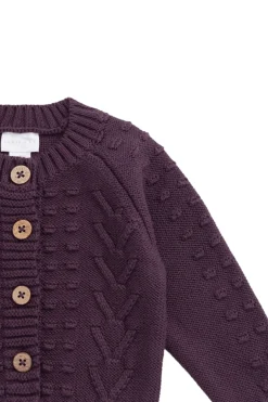 Cable Knit Cardigan - Blackberry