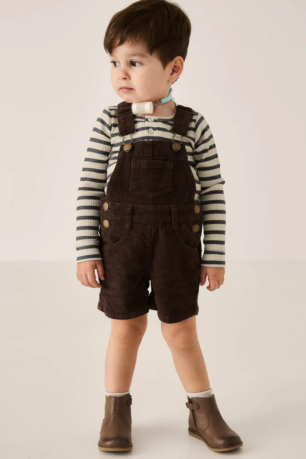 Casey Cord Short Overall - Bear