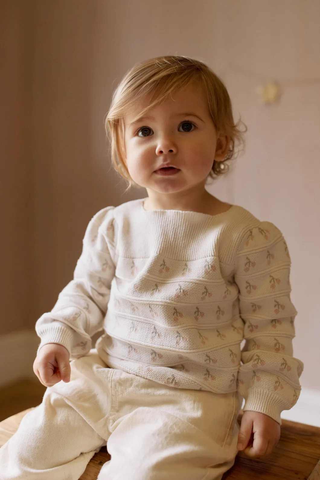 Cherry Love Jumper - Cherry Love Jacquard Egret
