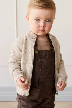 Dean Knit Zip Jacket - Oatmeal Shitake Dot