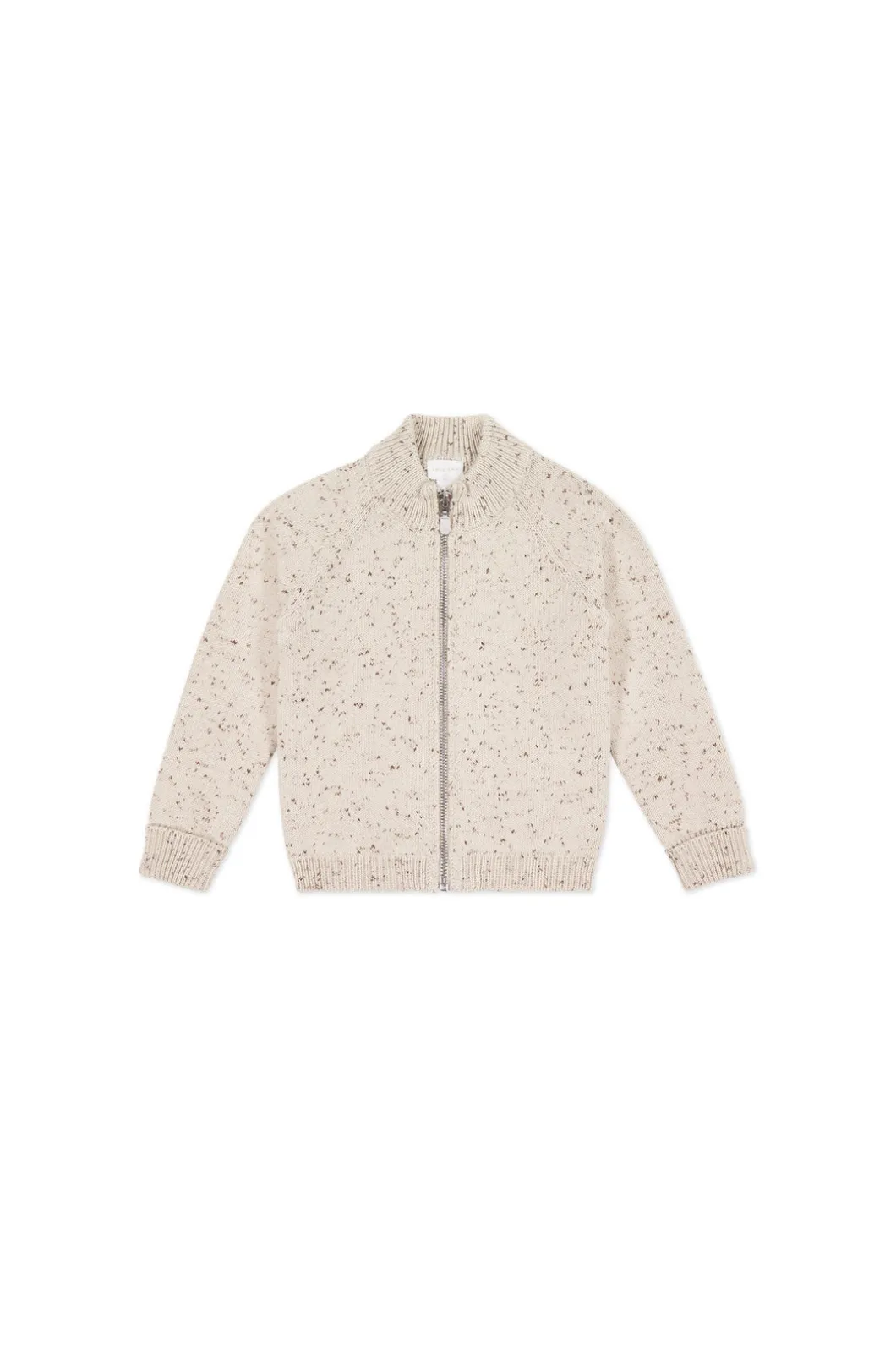 Dean Knit Zip Jacket - Oatmeal Shitake Dot