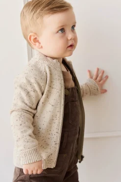 Dean Knit Zip Jacket - Oatmeal Shitake Dot