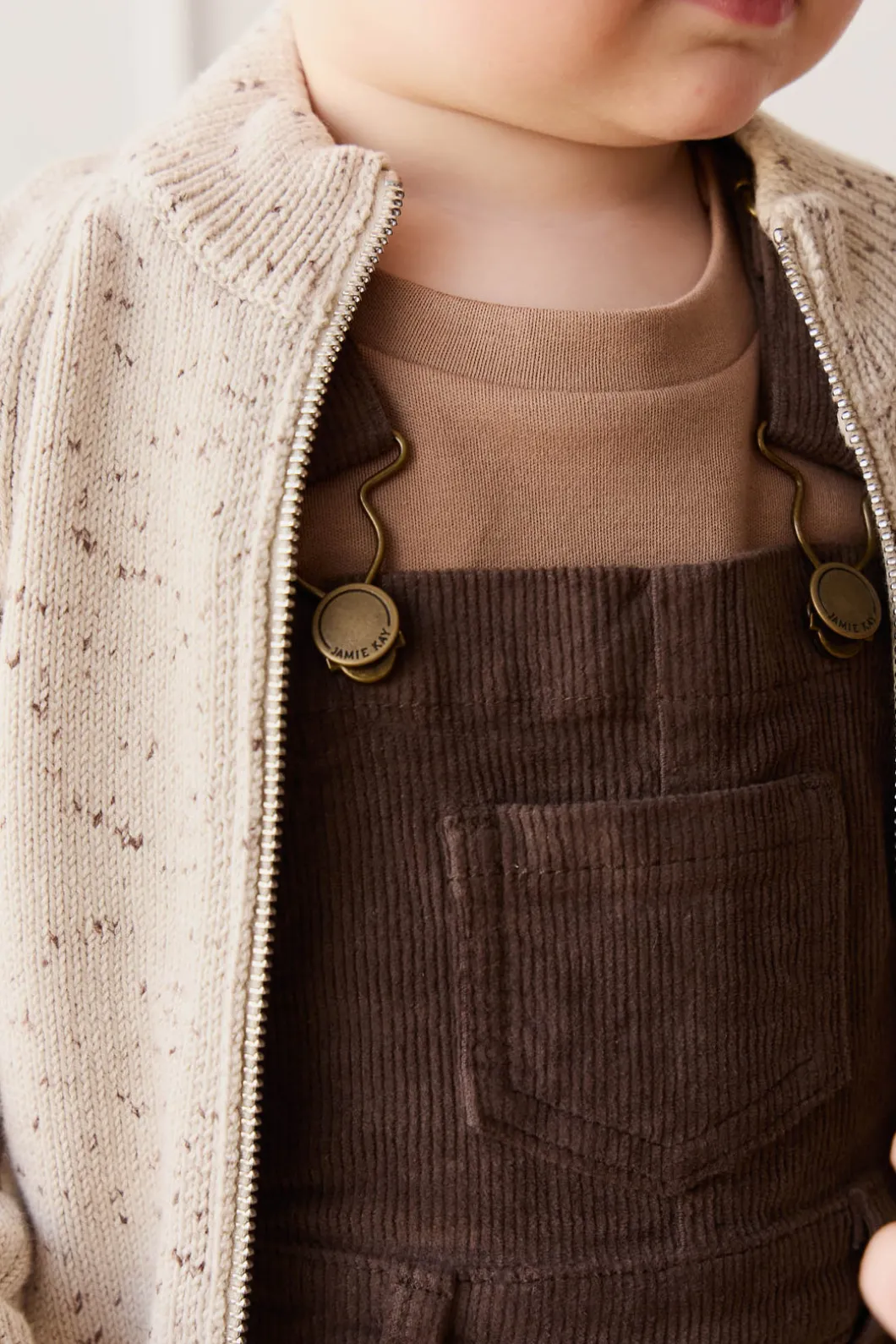 Dean Knit Zip Jacket - Oatmeal Shitake Dot