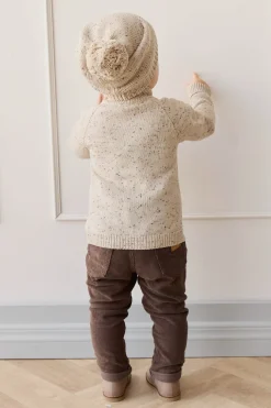 Dean Knit Zip Jacket - Oatmeal Shitake Dot