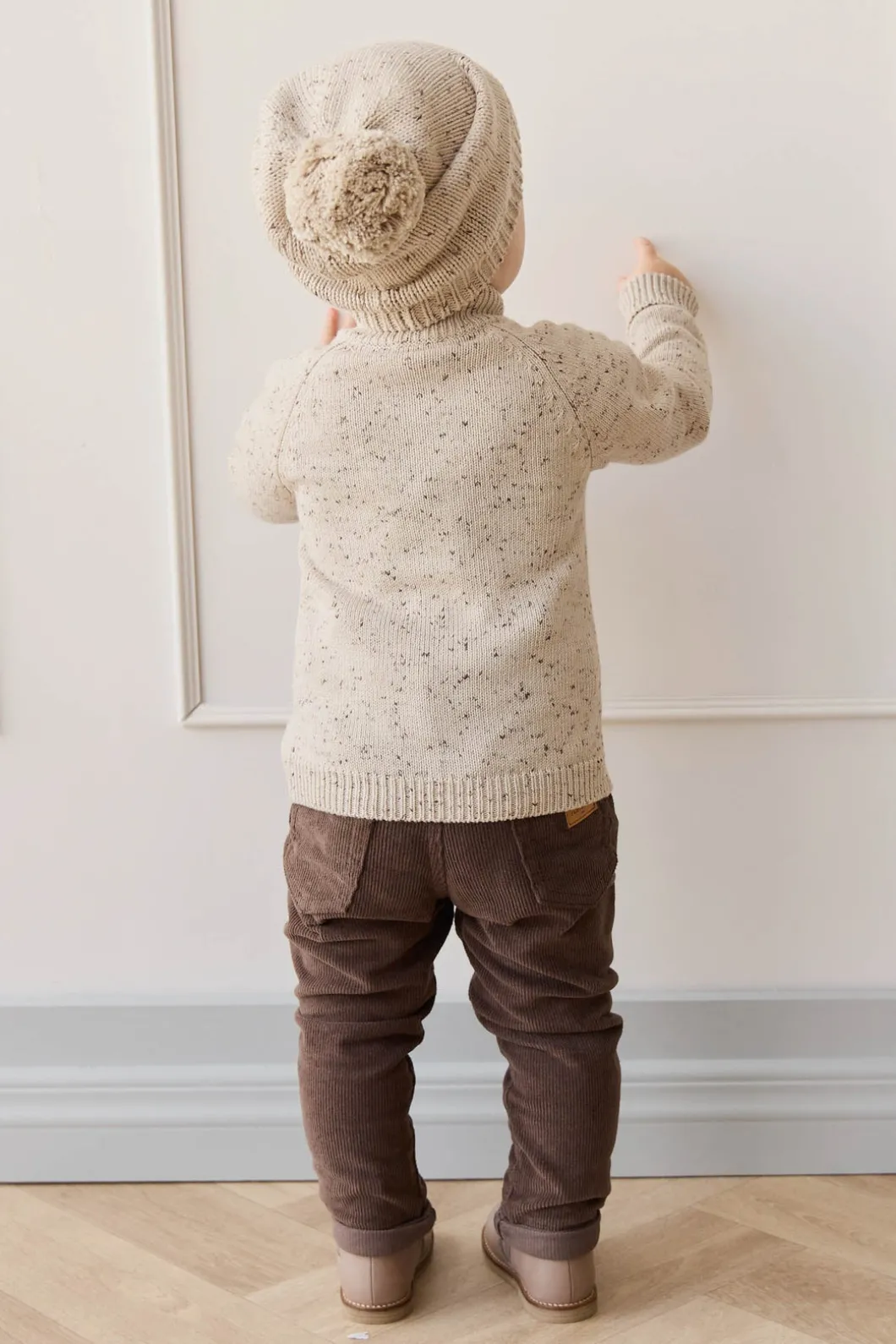 Dean Knit Zip Jacket - Oatmeal Shitake Dot