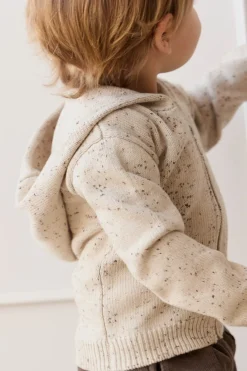 Dillon Knit Zip Hoodie - Oatmeal Shitake Dot