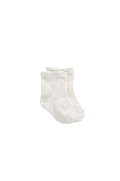 Emily Pointelle Ankle Sock - Light Oatmeal Marle
