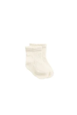 Emily Pointelle Ankle Sock - Milk