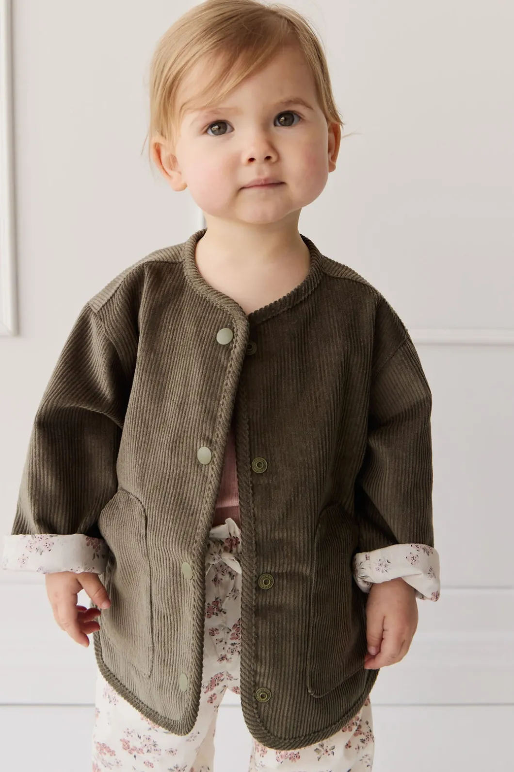 Esther Corduroy Jacket - Khaki/Selena Blush