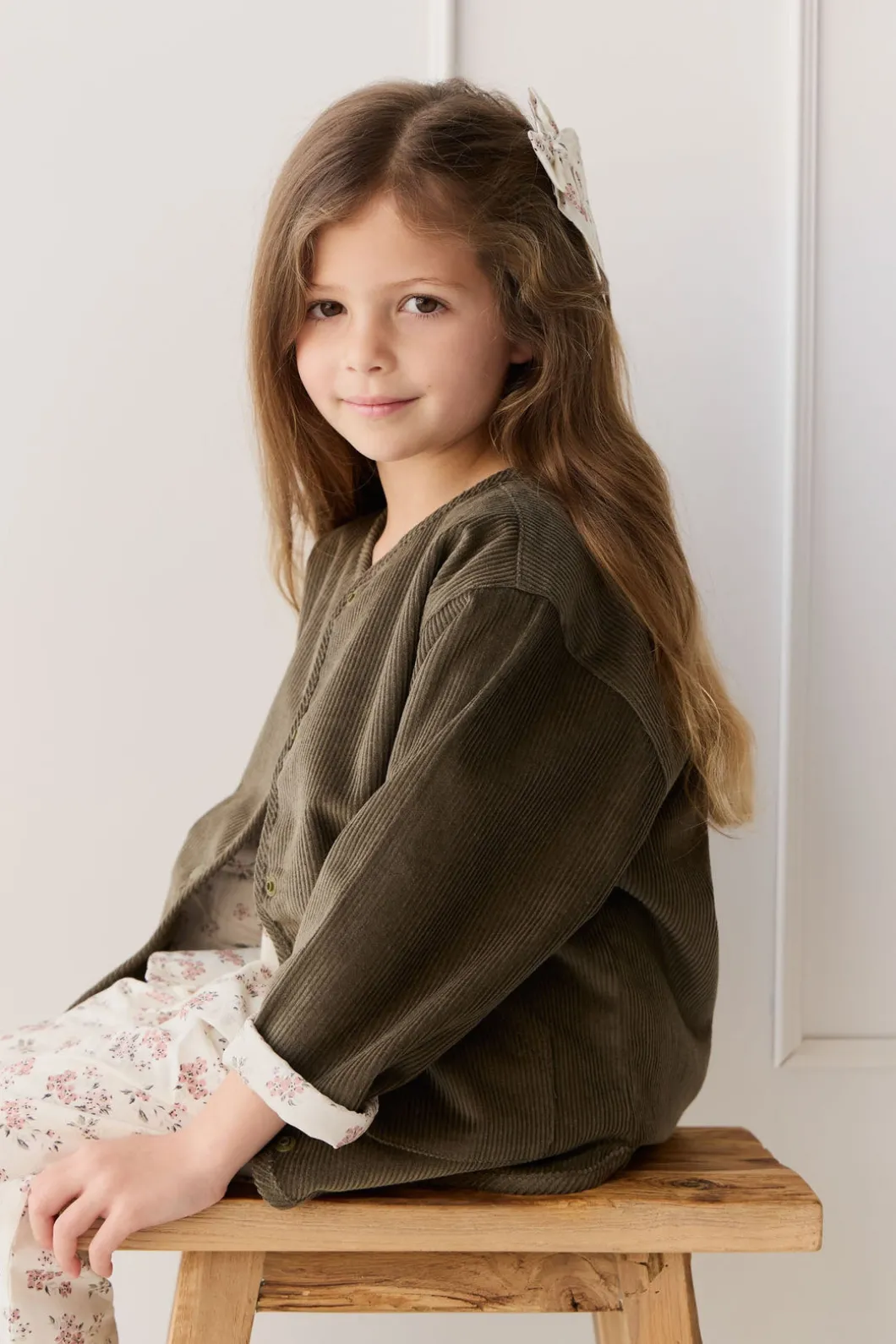 Esther Corduroy Jacket - Khaki/Selena Blush