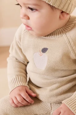 Ethan Jumper - Biscuit Jacquard Fresh Apple