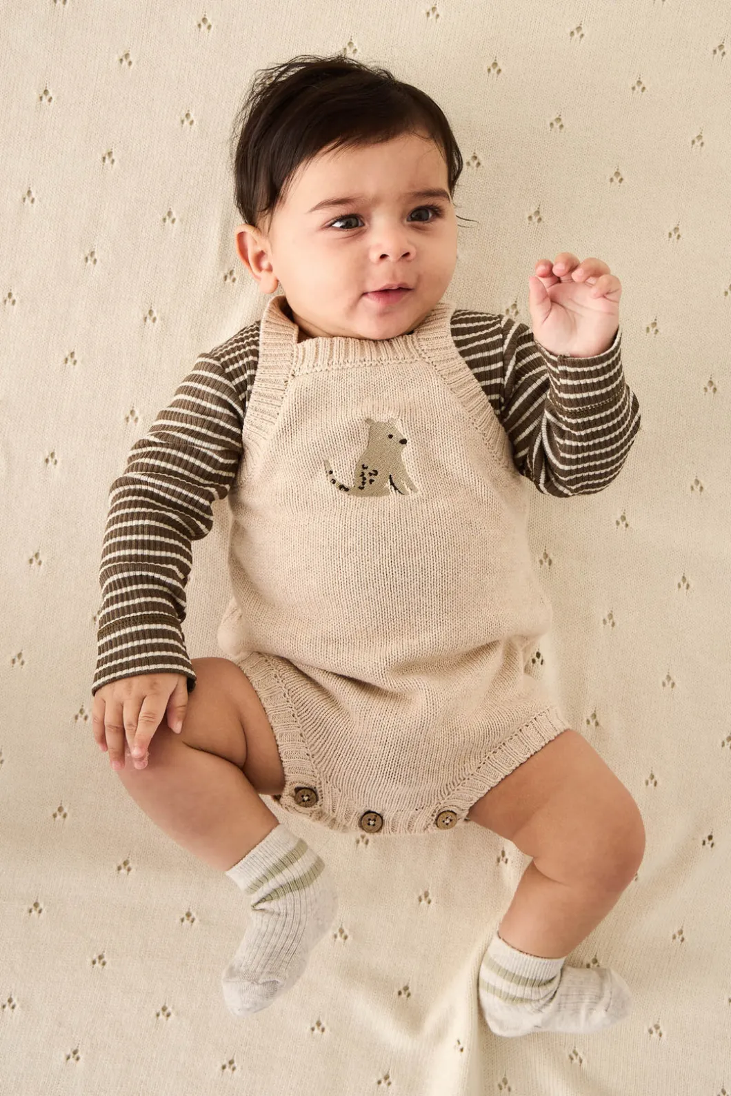 Ethan Playsuit - Oatmeal Marle Leopard