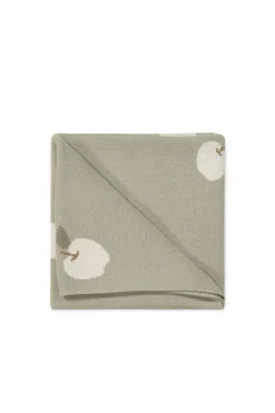 Fresh Apples Knitted Blanket - Moss