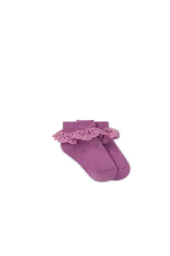 Frill Ankle Sock - Berry Jam
