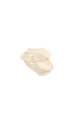 Frill Ankle Sock - Macadamia