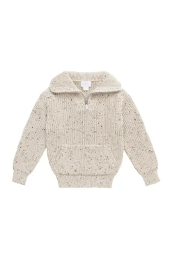 James Half Zip Jumper - Buff Fleck