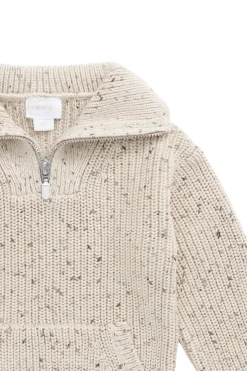 James Half Zip Jumper - Buff Fleck