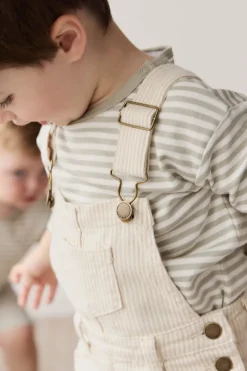 Jordie Overall - Fine Stripe Biscuit/Cloud