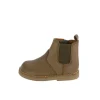 Leather Boot with Elastic Side - Olive