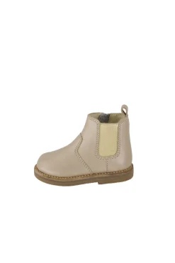 Leather Boot with Elastic Side - Matt Gold