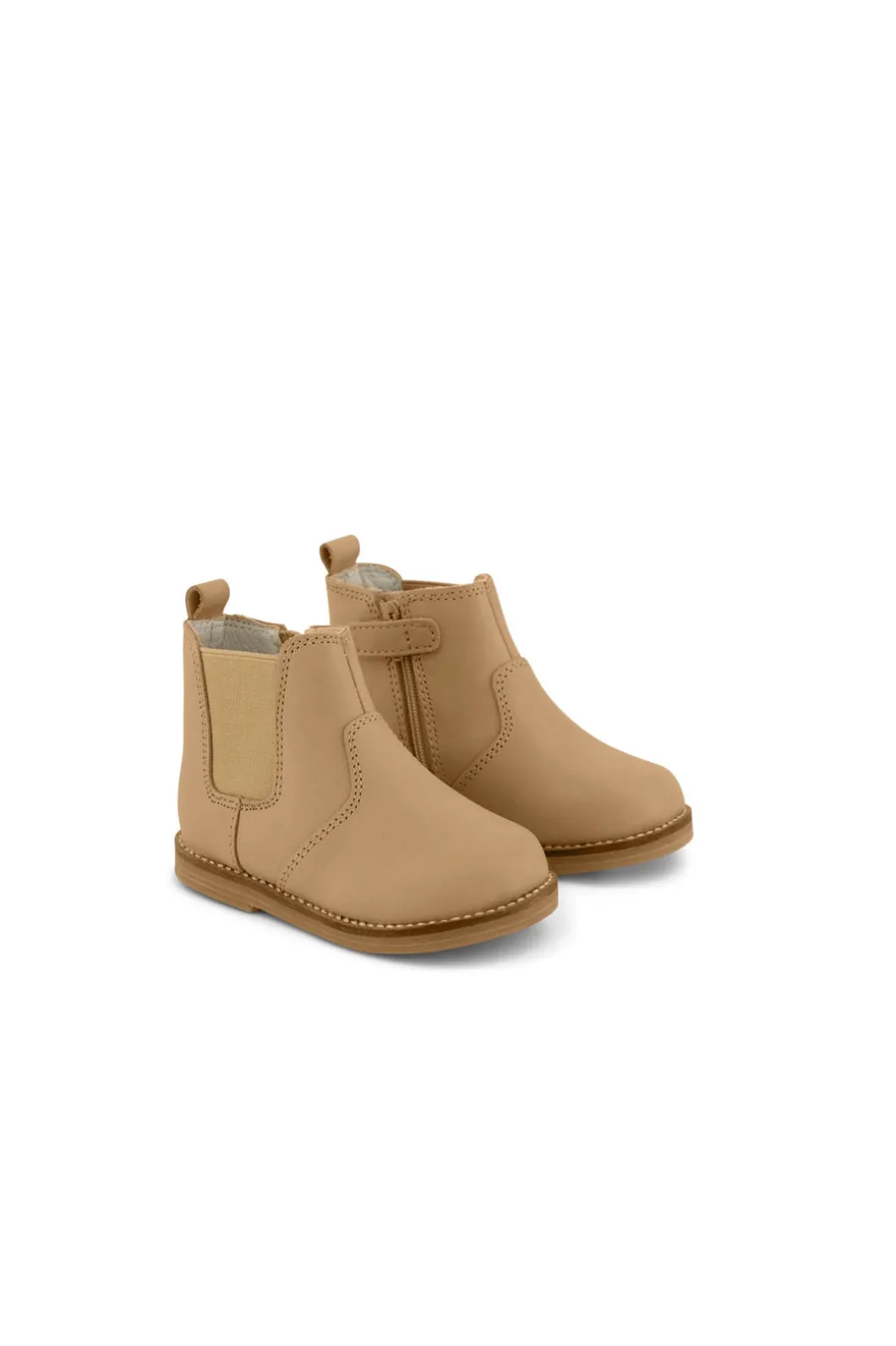 Leather Boot with Elastic Side - Bronzed