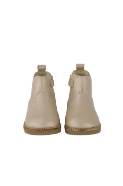Leather Boot with Elastic Side - Matt Gold
