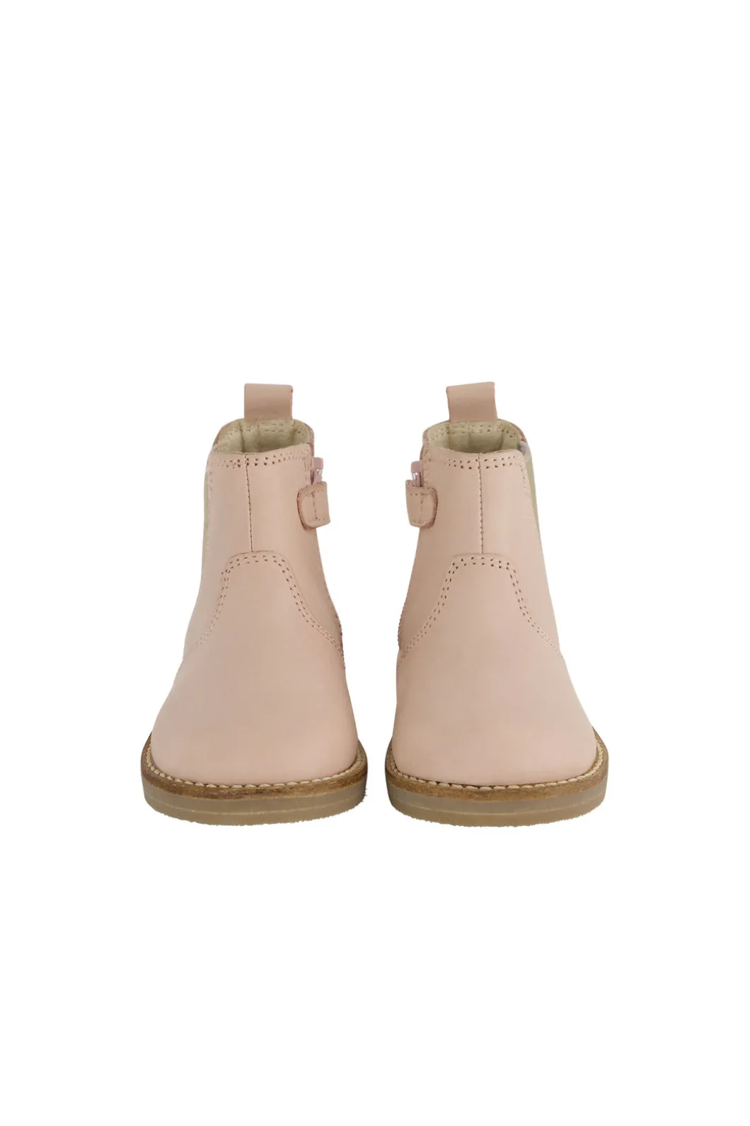 Leather Boot with Elastic Side - Blush