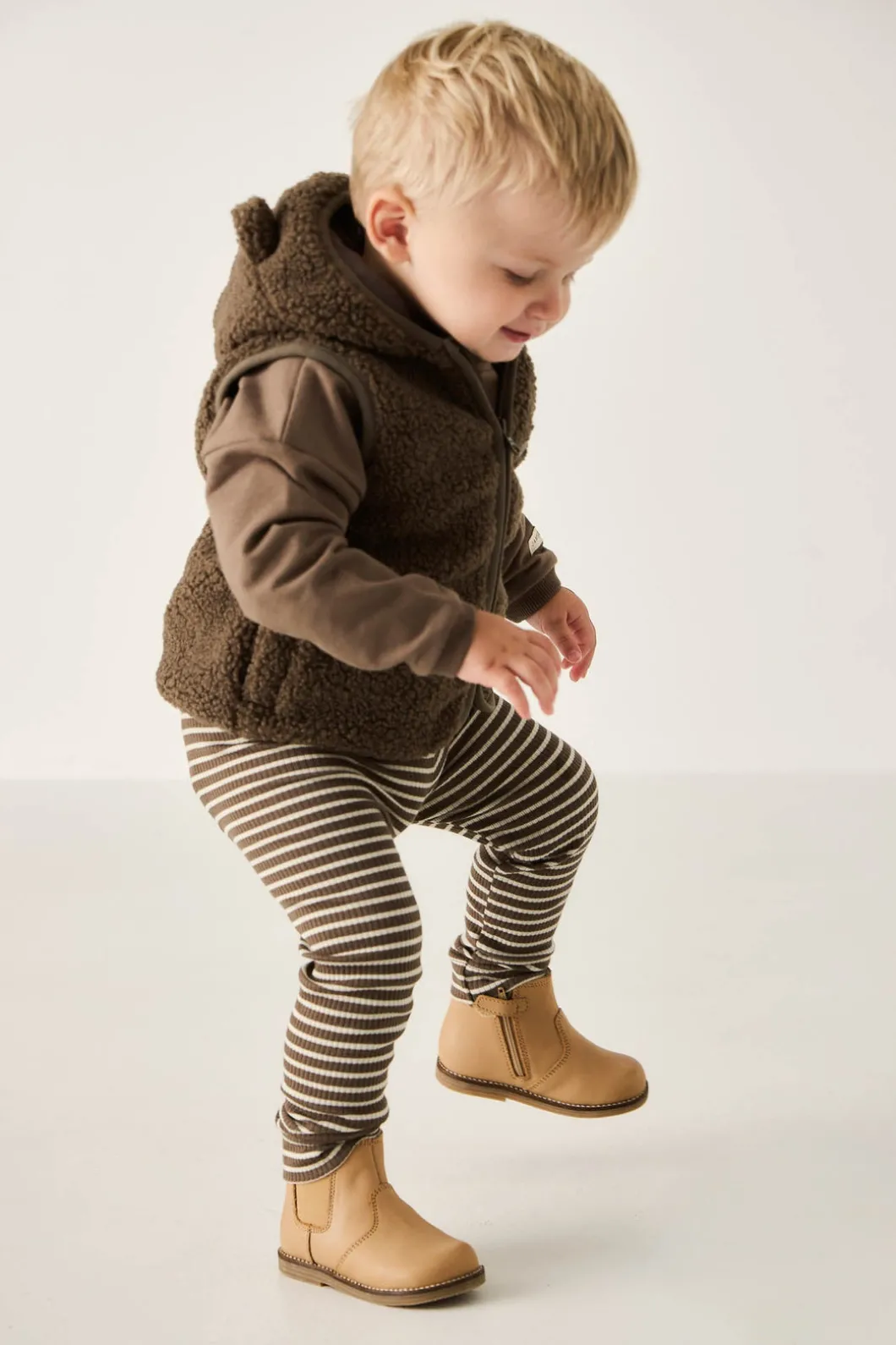 Leather Boot with Elastic Side - Bronzed