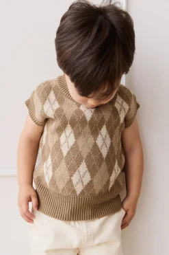 Marcus Knit Vest - Marcus Jacquard Pecan