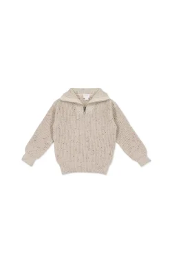 Nicholas Half Zip Jumper - Oatmeal Little Fawn Elk Fleck