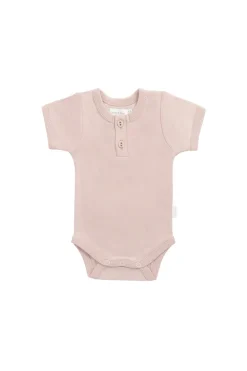 Organic Cotton Benny Tee Bodysuit - Shell Pink