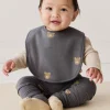 Organic Cotton Bib - Bobbie Bears Black Oyster