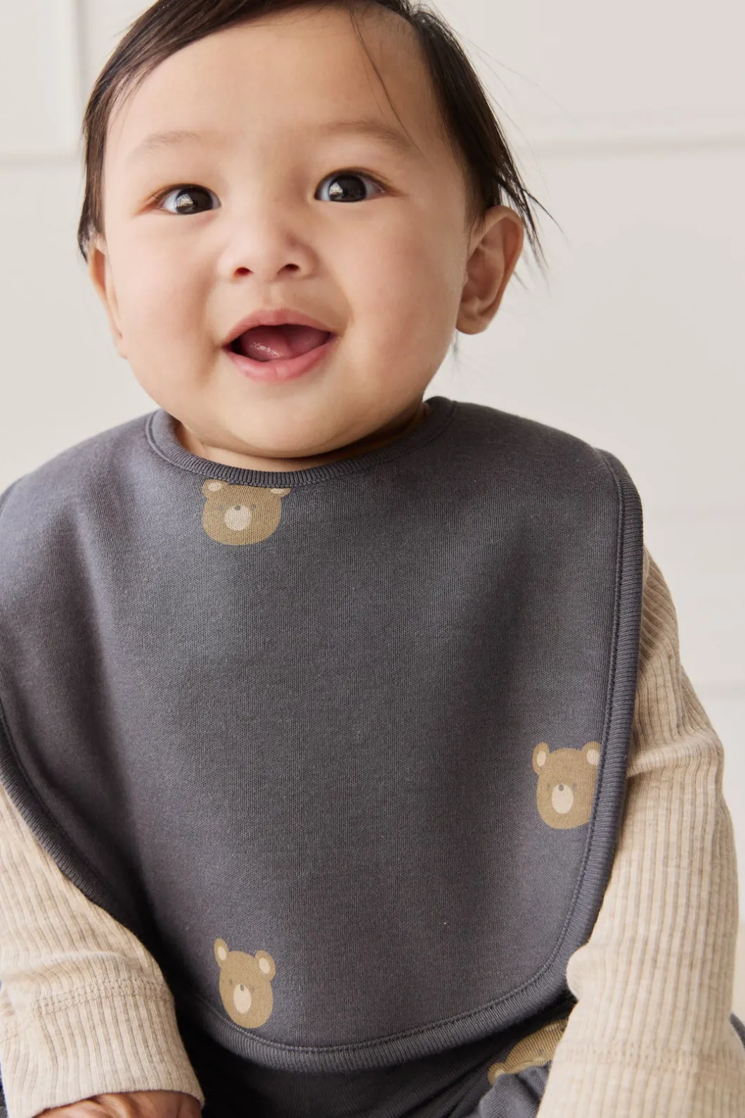 Organic Cotton Bib - Bobbie Bears Black Oyster