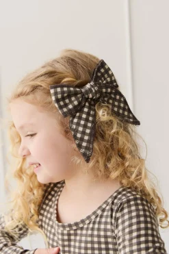 Organic Cotton Bow - Mini Gingham Bistre