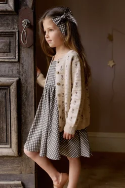 Organic Cotton Bow - Mini Gingham Bistre