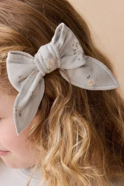 Organic Cotton Bow - Petite Fleur Blue
