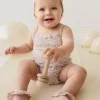 Organic Cotton Bridget Singlet Bodysuit - Amber Floral Lilac Ash