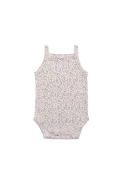 Organic Cotton Bridget Singlet Bodysuit - Amber Floral Lilac Ash