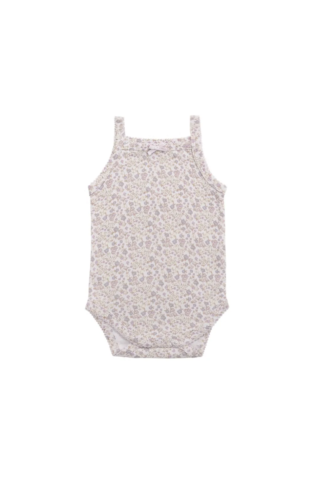 Organic Cotton Bridget Singlet Bodysuit - Amber Floral Lilac Ash