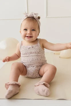 Organic Cotton Bridget Singlet Bodysuit - Amber Floral Lilac Ash