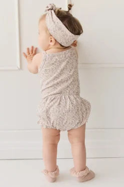 Organic Cotton Bridget Singlet Bodysuit - Amber Floral Lilac Ash
