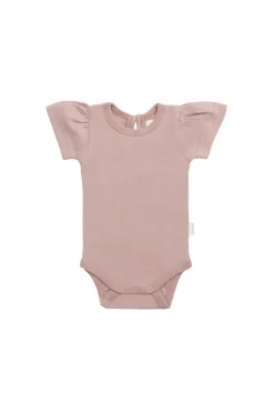 Organic Cotton Cap Sleeve Bodysuit - Powder Pink