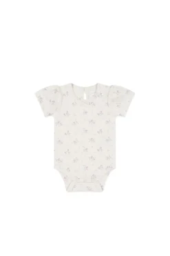Organic Cotton Cap Sleeve Bodysuit - Thelma Orchid