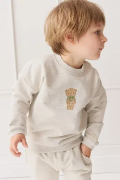 Organic Cotton Damien Sweatshirt - Oatmeal Marle Little Ted