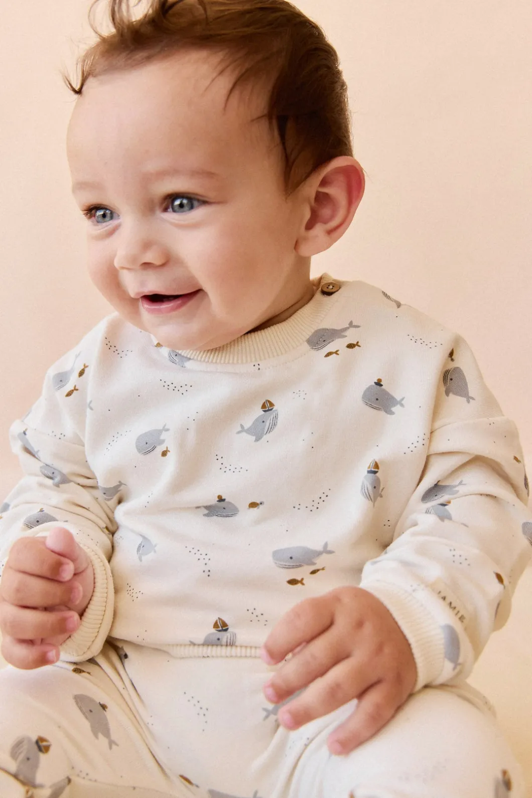 Organic Cotton Damien Sweatshirt - Cloud Whales